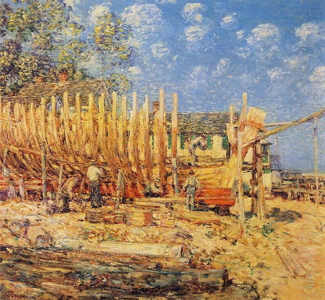 Childe Hassam Building a Schooner, Provincetown china oil painting image